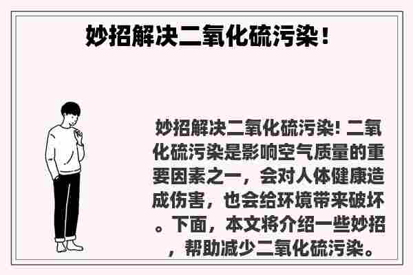 妙招解决二氧化硫污染！